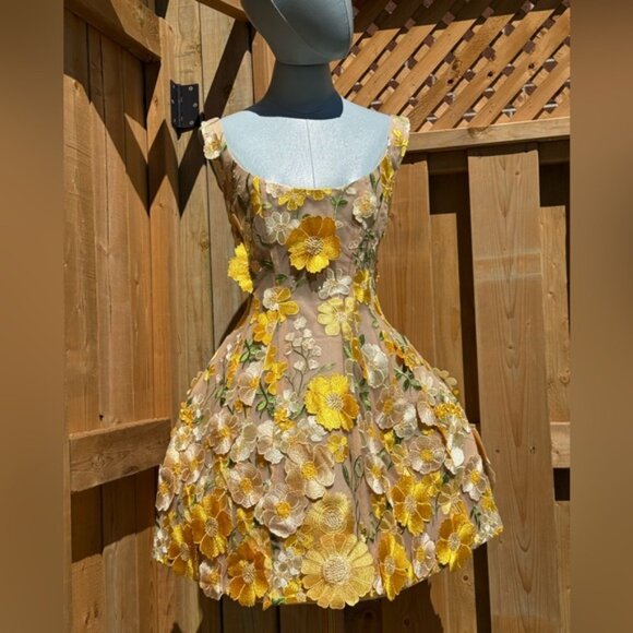 🆕 BRONX & BANCO 🧿 NWOT Jasmine Maraya Structured Mini Dress, Yellow Sz S US 4 - Picture 12 of 16